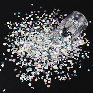 1 Burciņa Jaukti Spangles Mirdzoša Zvaigzne Mēness Sirds Punkti Sequins Lāzers Spīdīgs Hologrāfisks Dekors DIY Nagu lakas Padomi Žilbinoša Paillette
