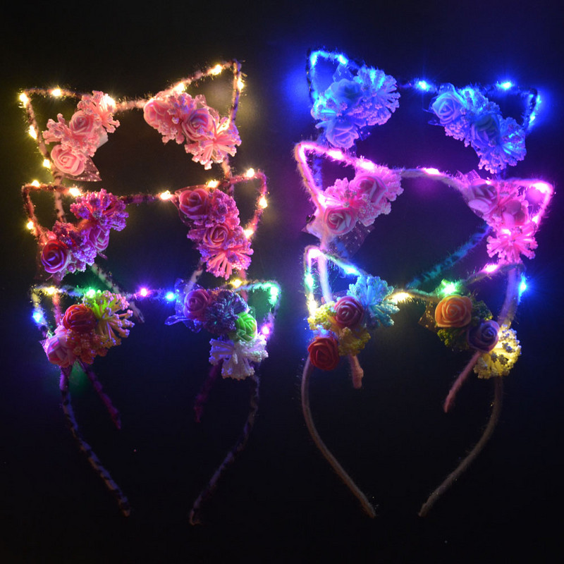 1 gab Led Ear Animal Cat Fox galvas saite iedegas Mirgojoša mirdzoša matu lente ballītes dāvana dzimšanas dienas kostīms kāzu Helovīna festivāls