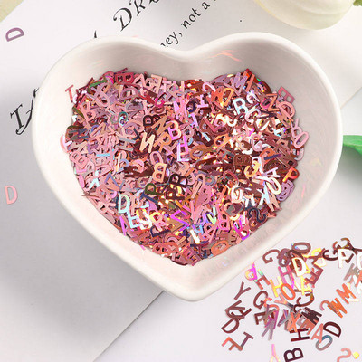 Īpaši plāns 4 mm jauktas burtu formas vizuļi nagu DIY Glitter Paillette lāzers, videi draudzīgs PET sequin Nails mākslas manikīra materiāls 10g