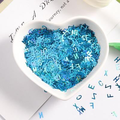 Īpaši plāns 4 mm jauktas burtu formas vizuļi nagu DIY Glitter Paillette lāzers, videi draudzīgs PET sequin Nails mākslas manikīra materiāls 10g