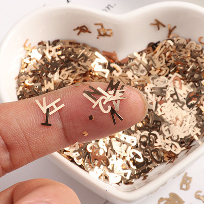 Īpaši plāns 4 mm jauktas burtu formas vizuļi nagu DIY Glitter Paillette lāzers, videi draudzīgs PET sequin Nails mākslas manikīra materiāls 10g