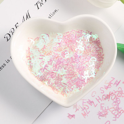 Īpaši plāns 4 mm jauktas burtu formas vizuļi nagu DIY Glitter Paillette lāzers, videi draudzīgs PET sequin Nails mākslas manikīra materiāls 10g