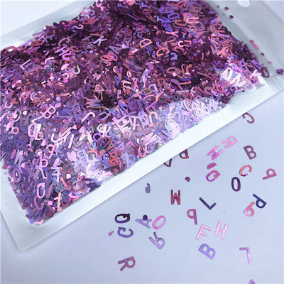 Īpaši plāns 4 mm jauktas burtu formas vizuļi nagu DIY Glitter Paillette lāzers, videi draudzīgs PET sequin Nails mākslas manikīra materiāls 10g