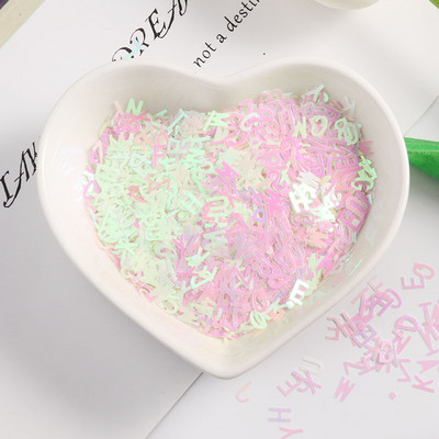 Īpaši plāns 4 mm jauktas burtu formas vizuļi nagu DIY Glitter Paillette lāzers, videi draudzīgs PET sequin Nails mākslas manikīra materiāls 10g