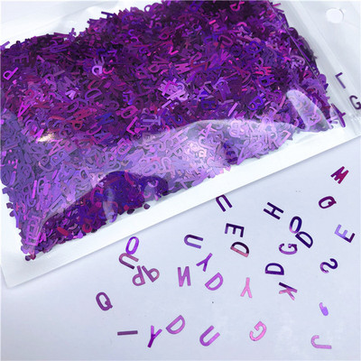 Īpaši plāns 4 mm jauktas burtu formas vizuļi nagu DIY Glitter Paillette lāzers, videi draudzīgs PET sequin Nails mākslas manikīra materiāls 10g