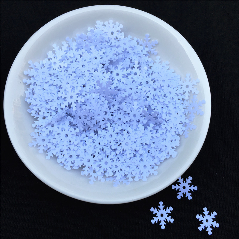 10g/iepakojuma diametrs 8mm 10mm sniegpārsliņu vizuļi ar 1 centra caurumu Ziemassvētku rotājuma materiāls balts sniega vizulis, šūšanas darbs