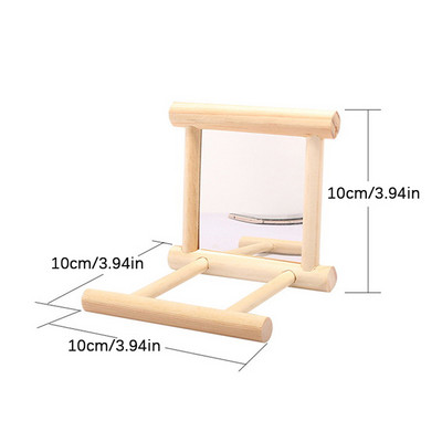 Putnu spogulis koka interaktīva rotaļlieta ar asari maziem papagaiļiem, papagaiļiem, kaktiņiem Conure Lovebird būra aksesuāri