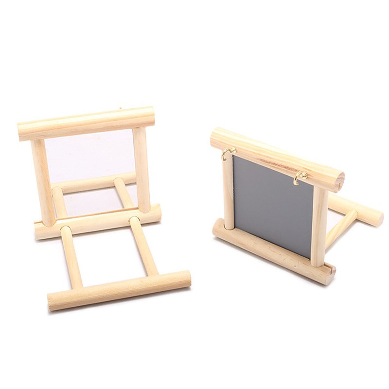 Putnu spogulis koka interaktīva rotaļlieta ar asari maziem papagaiļiem, papagaiļiem, kaktiņiem Conure Lovebird būra aksesuāri