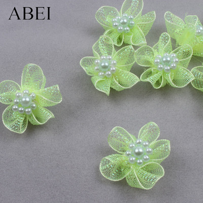 30τμχ 3cm Διχτυωτό Πέρλες Χάντρες Λουλούδια DIY Παπούτσια Καπέλα Ρούχα Κοσμήματα Διακοσμητικά λουλούδια Μεταξωτό Τριαντάφυλλο Διακόσμηση Γάμου