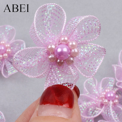 30τμχ 3cm Διχτυωτό Πέρλες Χάντρες Λουλούδια DIY Παπούτσια Καπέλα Ρούχα Κοσμήματα Διακοσμητικά λουλούδια Μεταξωτό Τριαντάφυλλο Διακόσμηση Γάμου