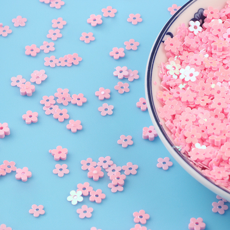 20g/tétel 5mm virág formájú PVC laza flitterek csillámos paletták körömdíszítéshez manikűr varrás esküvői dekoráció konfetti barkácsolás