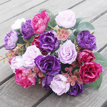 21 κεφαλές Μεταξωτό τριαντάφυλλο παιώνια μπουκέτο τεχνητά λουλούδια Βάζα για διακόσμηση σπιτιού Γάμος Διακοσμητικό ψεύτικο λουλούδι