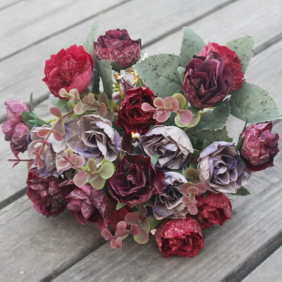 21 galvas zīda roze, peonijas pušķis mākslīgo ziedu vāzes mājas dekorēšanai kāzu dekoratīvs viltots zieds