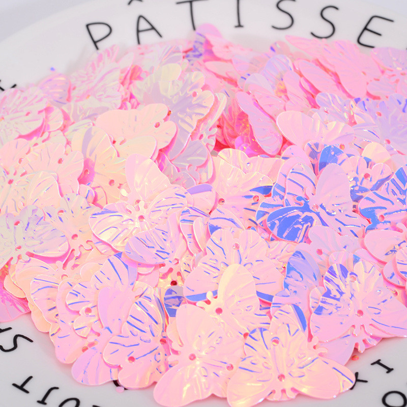 23 mm Glitter Butterfly PVC brīvi vizuļi Paillette šūšanas amatniecība kāzu dekorēšanai Apģērba kleita Apavu vāciņi DIY aksesuārs