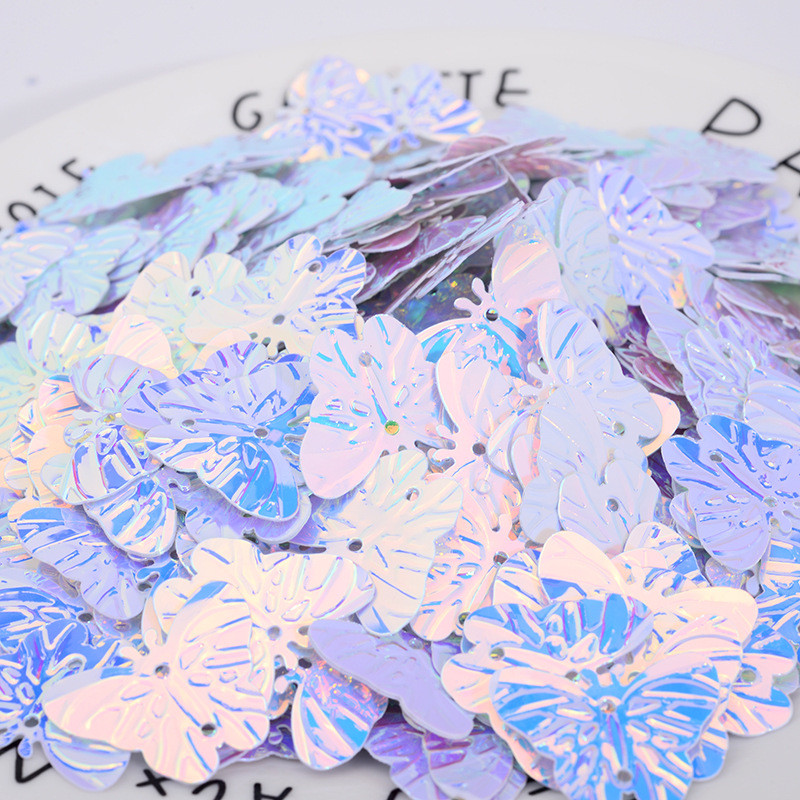 23 mm Glitter Butterfly PVC brīvi vizuļi Paillette šūšanas amatniecība kāzu dekorēšanai Apģērba kleita Apavu vāciņi DIY aksesuārs