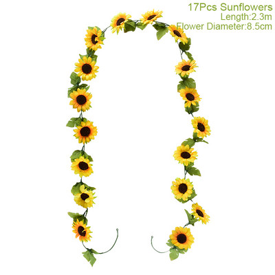1 db mesterséges napraforgó virág füzér selyemvirágok partihoz esküvői ív koszorú dekoráció otthoni dekoráció virág függő dísz