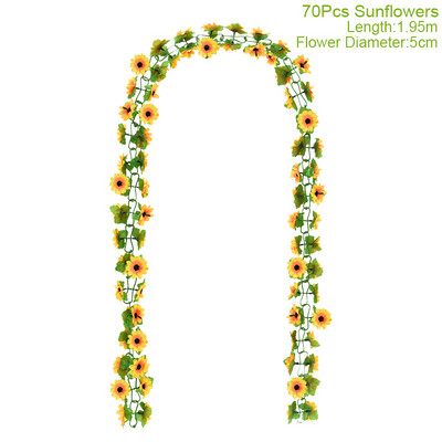 1 db mesterséges napraforgó virág füzér selyemvirágok partihoz esküvői ív koszorú dekoráció otthoni dekoráció virág függő dísz