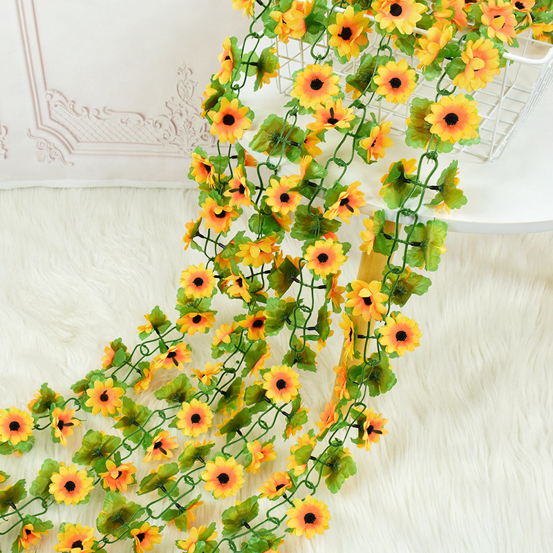 1 db mesterséges napraforgó virág füzér selyemvirágok partihoz esküvői ív koszorú dekoráció otthoni dekoráció virág függő dísz