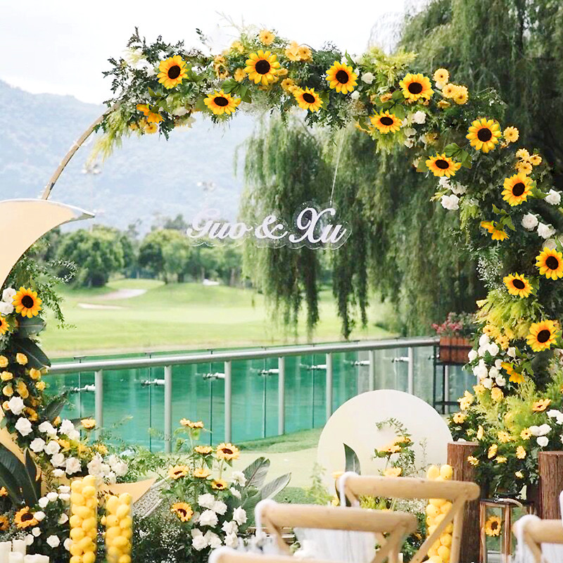 1 db mesterséges napraforgó virág füzér selyemvirágok partihoz esküvői ív koszorú dekoráció otthoni dekoráció virág függő dísz