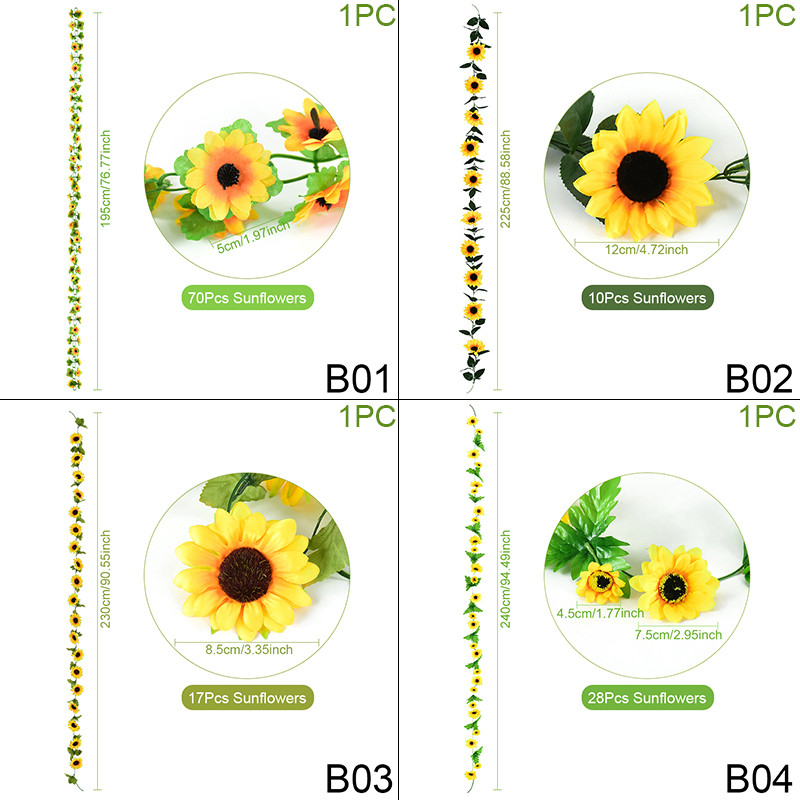 1 db mesterséges napraforgó virág füzér selyemvirágok partihoz esküvői ív koszorú dekoráció otthoni dekoráció virág függő dísz