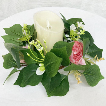 Mini Candle Wreaths Artificial Simulation Peony Garland for Farmhouse Wedding Party Decoration Home