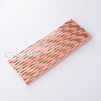 25gab Metāla zelta sirds zvaigzne folijas svītras papīra salmiņi Sudraba ševrons kāzu ballītes dekors