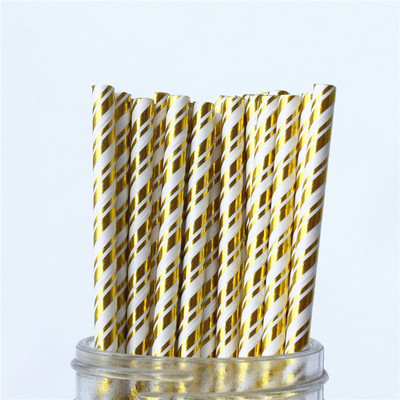 25gab Metāla zelta sirds zvaigzne folijas svītras papīra salmiņi Sudraba ševrons kāzu ballītes dekors