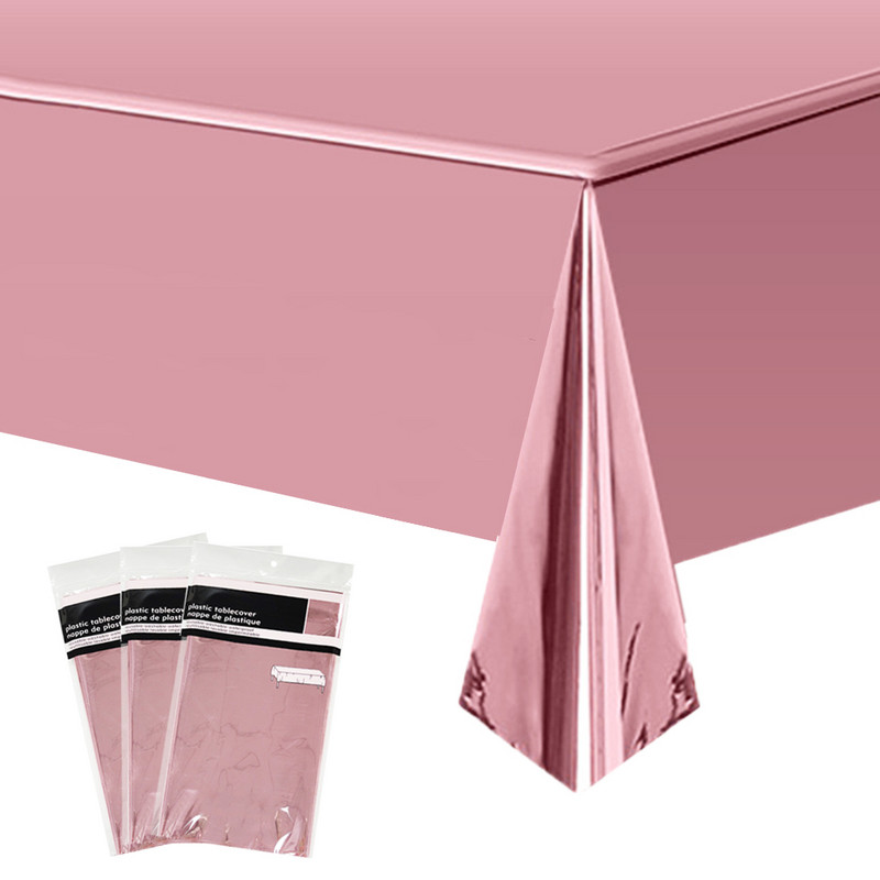 Eldobható terítő rózsaszín fehér fekete rózsa arany születésnapi esküvői terítő műanyag vízálló étkezőasztal borító parti kellék