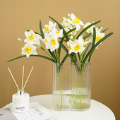 Όμορφοι νάρκισσοι λουλούδια διακόσμηση σπιτιού τεχνητά λουλούδια διακόσμηση κρεβατοκάμαρας flores deco mariage γάμος λευκό λουλουδάτο