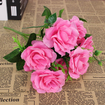 Копринена роза многоцветен букет от изкуствени цветя висококачествени пластмасови аксесоари домакинство от висок клас Коледна сватба Направи си сам живот