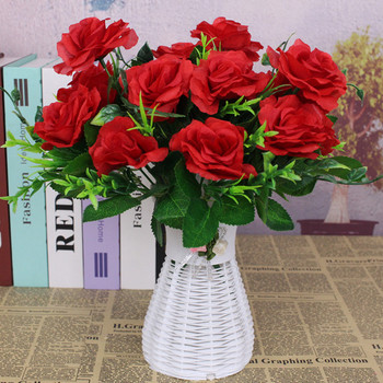 Μεταξωτό τριαντάφυλλο πολύχρωμο μπουκέτο τεχνητού λουλουδιού υψηλής ποιότητας πλαστικά αξεσουάρ οικιακής χρήσης χριστουγεννιάτικος γάμος DIY