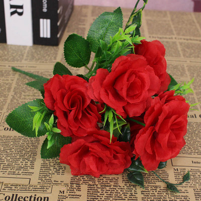 Zīda rozes daudzkrāsains mākslīgo ziedu pušķis augstas kvalitātes plastmasas aksesuāri mājsaimniecības augstākās klases Ziemassvētku kāzu DIY dzīvošana