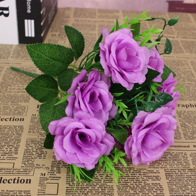 Zīda rozes daudzkrāsains mākslīgo ziedu pušķis augstas kvalitātes plastmasas aksesuāri mājsaimniecības augstākās klases Ziemassvētku kāzu DIY dzīvošana