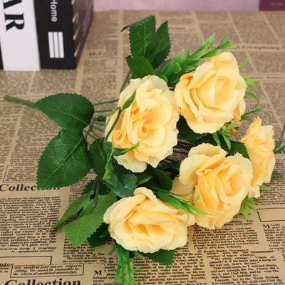 Zīda rozes daudzkrāsains mākslīgo ziedu pušķis augstas kvalitātes plastmasas aksesuāri mājsaimniecības augstākās klases Ziemassvētku kāzu DIY dzīvošana