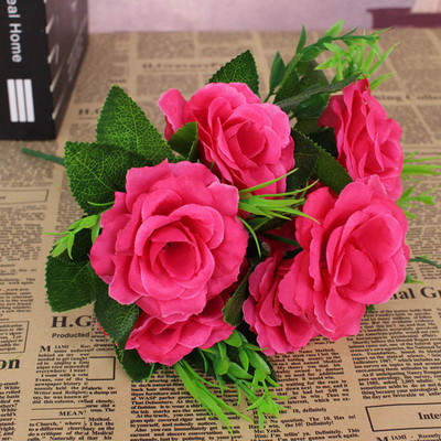 Zīda rozes daudzkrāsains mākslīgo ziedu pušķis augstas kvalitātes plastmasas aksesuāri mājsaimniecības augstākās klases Ziemassvētku kāzu DIY dzīvošana