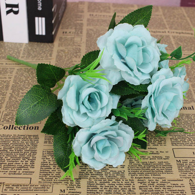 Zīda rozes daudzkrāsains mākslīgo ziedu pušķis augstas kvalitātes plastmasas aksesuāri mājsaimniecības augstākās klases Ziemassvētku kāzu DIY dzīvošana