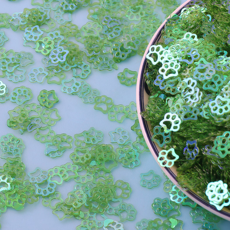 20g karikatūra Caurspīdīga kaķa ķepa vaļīgi vizuļi amatniecībai Paillettes Mirdzošas nagu mākslas dekorācijas sequin DIY konfeti aksesuāri