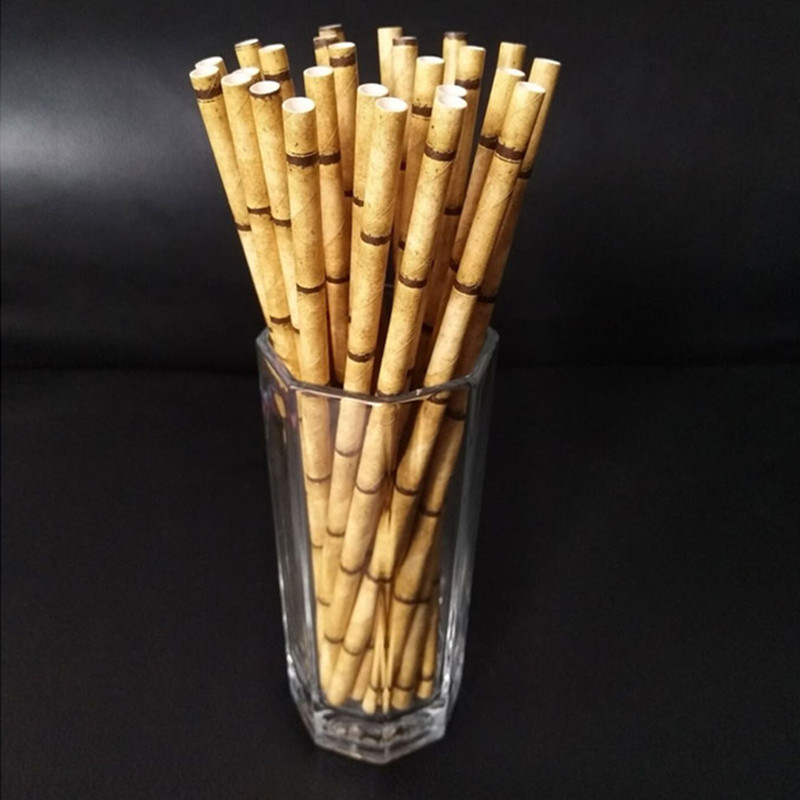 25db Panda bambusz papír szívószál születésnapi buli esküvői dekoráció szalma eldobható papír ivószalma babazuhany