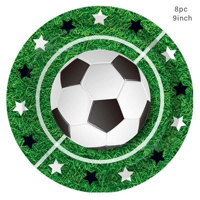 Futball születésnapi eldobható terítő Fociparti Eldobható étkészletek Gyerekeknek Fiúknak Boldog foci születésnapi parti kellékek