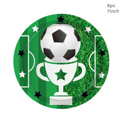 Futball születésnapi eldobható terítő Fociparti Eldobható étkészletek Gyerekeknek Fiúknak Boldog foci születésnapi parti kellékek