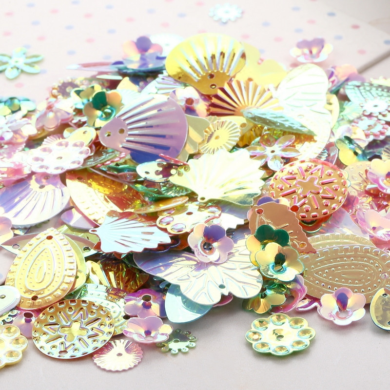 10g Sequin Mix Daudzkrāsains Plakans Pvc Brīvas formas vizuļi Amatniecībai Paletes Šūšanas Dekorācijas DIY Aksesuāri Lentejuelas Doradas