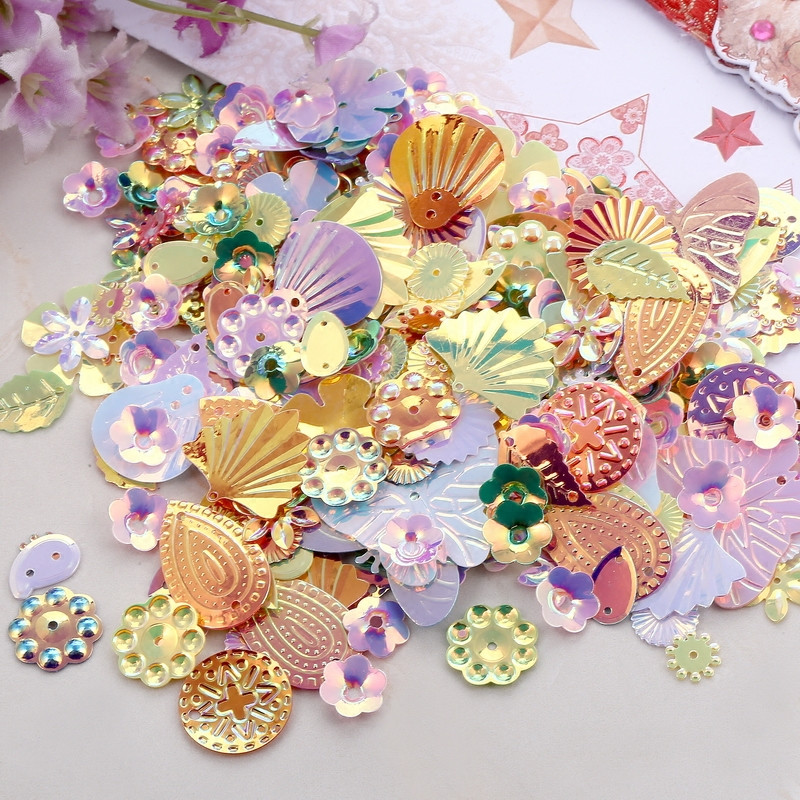 10g Sequin Mix Daudzkrāsains Plakans Pvc Brīvas formas vizuļi Amatniecībai Paletes Šūšanas Dekorācijas DIY Aksesuāri Lentejuelas Doradas