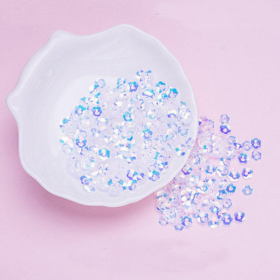 10g átlátszó kristály flitterek virág csillag csillogó flitter pelyhek paillette arc körömdísz PVC kék flitterek kézműves matricák
