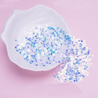 10g átlátszó kristály flitterek virág csillag csillogó flitter pelyhek paillette arc körömdísz PVC kék flitterek kézműves matricák