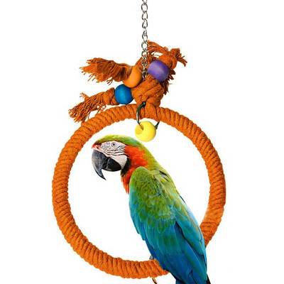 Mājdzīvnieku papagailis putni būris rotaļlieta kokvilnas virve aplis gredzenu statīvs košļājamā kodums piekārts šūpoles kāpšana rotaļlietas Āfrikas pelēkajam papagailim