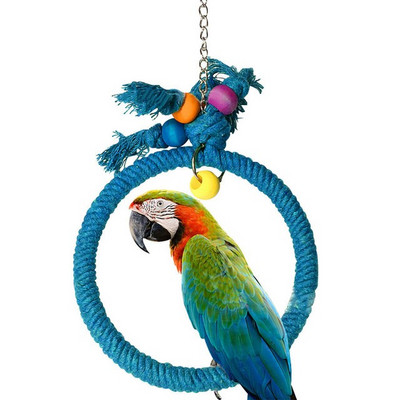 Mājdzīvnieku papagailis putni būris rotaļlieta kokvilnas virve aplis gredzenu statīvs košļājamā kodums piekārts šūpoles kāpšana rotaļlietas Āfrikas pelēkajam papagailim