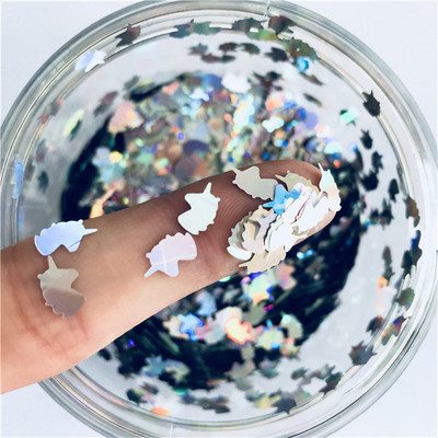 Īpaši plāns 3D nagu sequin 5*8mm Unicorn Laser Glitter PET sequins Paillettes videi draudzīgs vaļīgs vizulis nagu mākslas dekorēšanai 8g