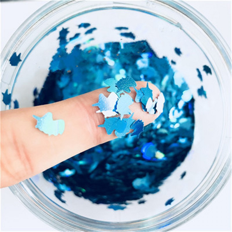 Īpaši plāns 3D nagu sequin 5*8mm Unicorn Laser Glitter PET sequins Paillettes videi draudzīgs vaļīgs vizulis nagu mākslas dekorēšanai 8g