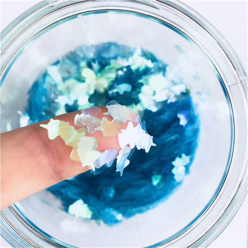 Īpaši plāns 3D nagu sequin 5*8mm Unicorn Laser Glitter PET sequins Paillettes videi draudzīgs vaļīgs vizulis nagu mākslas dekorēšanai 8g