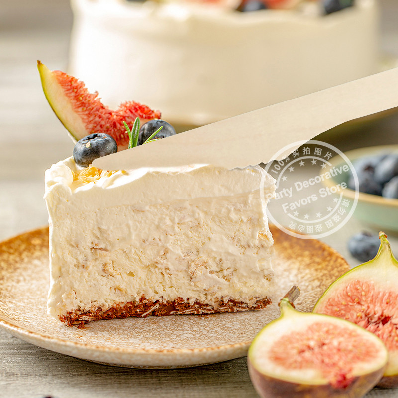 Vienreizējās lietošanas koka karotes dakšiņu nažu galda piederumu komplekts zemniecisks kāzu dzimšanas dienas svinību galda piederumu dekorēšanas piederumi deserta kūkas liekšķere